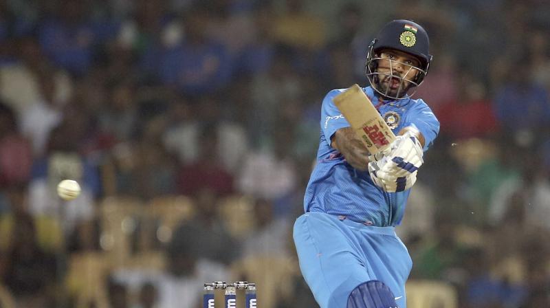 Shikhar Dhawan got to his eighth T20I fifty, taking just 36 balls to do so. (Photo: AP)