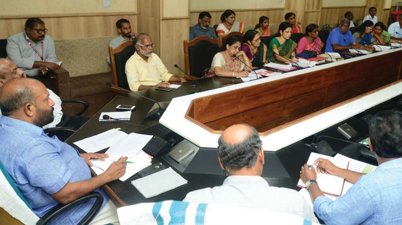 Agriculture minister V.S. Sunilkumar presides over a meeting of Neera brewers at his chamber on Tuesday