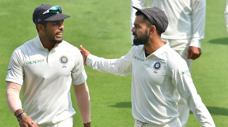 Umesh Yadav claimed his maiden 10-wicket match haul to help the worlds top Test side India thrash West Indies by 10 wickets inside three days of the second Test in Hyderabad. (Photo: PTI)