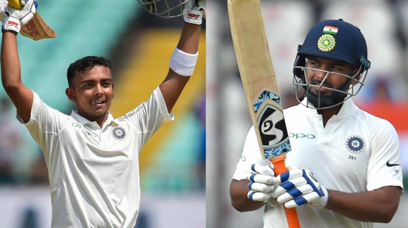 The net gains from the lopsided Test series against West Indies that concluded on Sunday, were youngsters Prithvi Shaw and Rishabh Pant cementing their places in the XI for the first Test against Australia in Adelaide on December 6. (Photo: PTI)