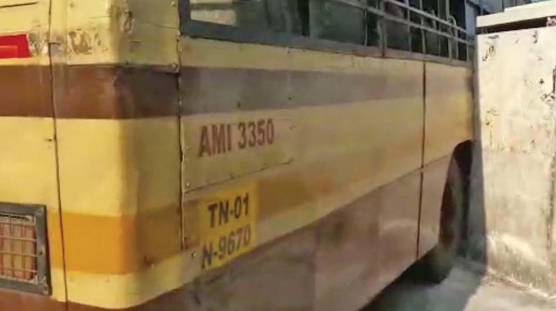 Bus involved in accidents in Avadi. (Photo: DC)