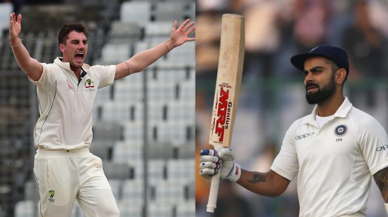 \My brave, bold prediction; Id say I think Virat Kohli is not going to get a hundred and were going to knock them off over here,\ Pat Cummins said at a Channel 7 event. (Photo: AFP / AP)