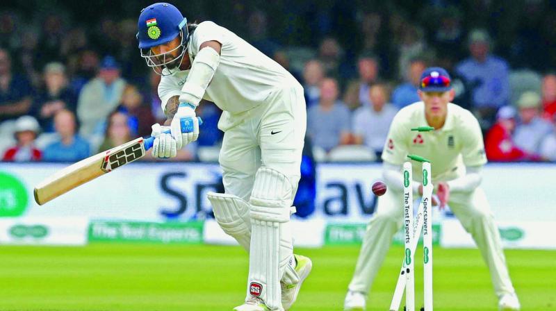 India opener Murali Vijay is castled by James Anderson during the second day of the second Test at Lords in London on Friday.  (Photo:AP)
