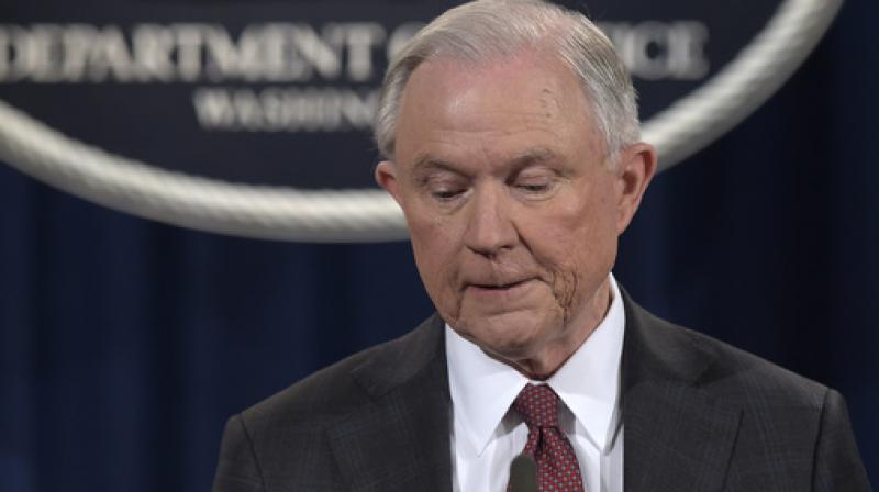 Attorney General Jeff Sessions pauses during a news conference at the Justice Department in Washington. (Photo: AP)