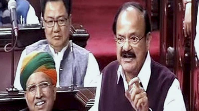 Union I & B Minister M Venkaiah Naidu speaks in the Rajya Sabha on the opening of the winter session of Parliament in New Delhi. (Photo: PTI)