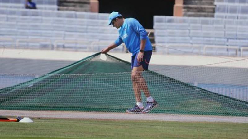Indian team coach Anil Kumble during a practice session before Indias third test match against Australia in Ranchi. (Photo: PTI)