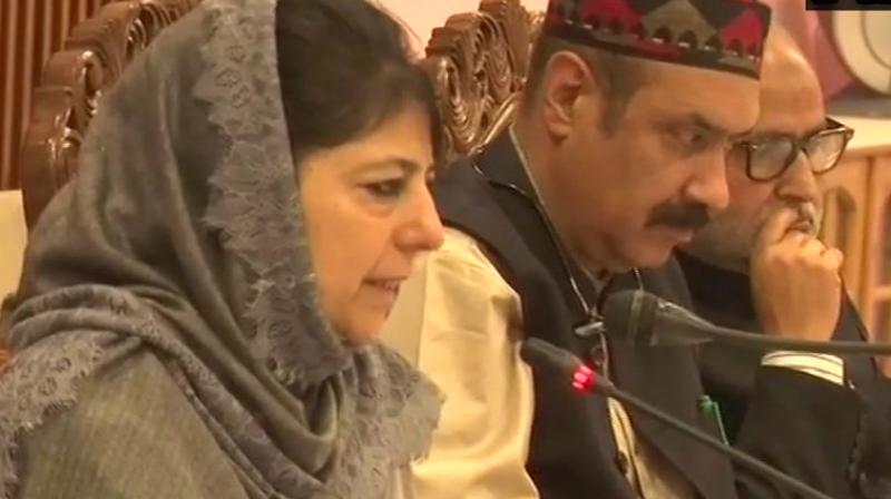 Addressing a press conference after the meeting, J&K CM Mehbooba Mufti said it was agreed that there should be a unilateral ceasefire during the holy month of Ramzan and Amarnath Yatra. (Photo: Twitter/ANI)