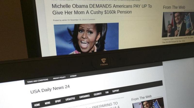 Stories from USA Daily News 24, a fake news site registered in Veles, Macedonia. (Photo: AP)