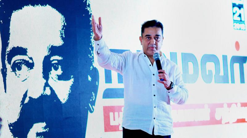 Delhi Chief Minister Arvind Kejriwal, AAP Tamil Nadu in-charge Somnath Bharti were also present along with Haasan among others. (Photo: PTI/File)
