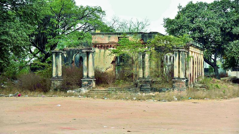 Bungalow No. 24 in Bollaram lies in a dilapidated state.