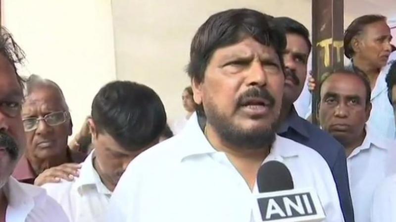 Athawale said, The price of fuel can be reduced if the states cut the tax on it. The Centre is seriously working on the issue. (Photo: ANI | Twitter)