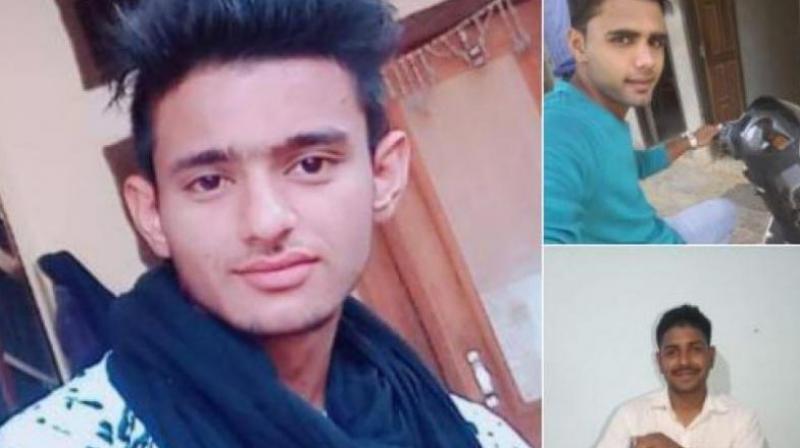 Rewari police has released photos of the three accused, Manish (left), Nishu (top right) and Pankaj - an Army personnel (bottom right). (Photo: ANI | Twitter)