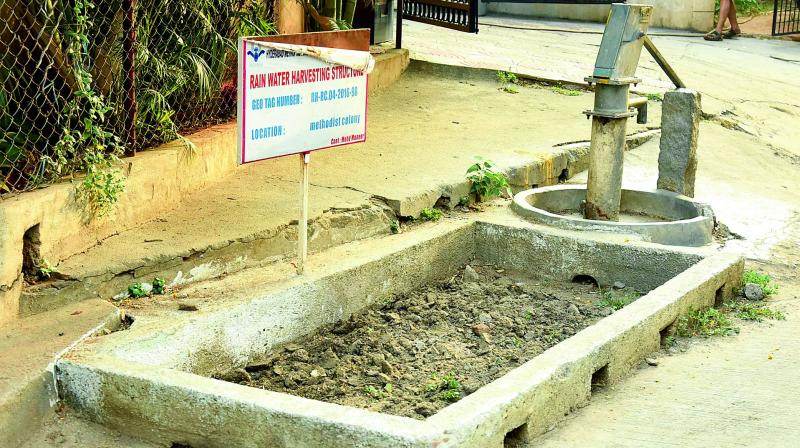 The GHMC had promised to pick up 70 per cent of the cost of building water harvesting pits in homes and 50 per cent for commercial enterprises.