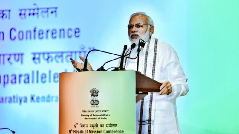 Prime Minister Narendra Modi addressed envoys on last day of the three-day conference during which the countrys foreign policy priorities were deliberated upon. (Photo: Twitter | @MEAIndia)
