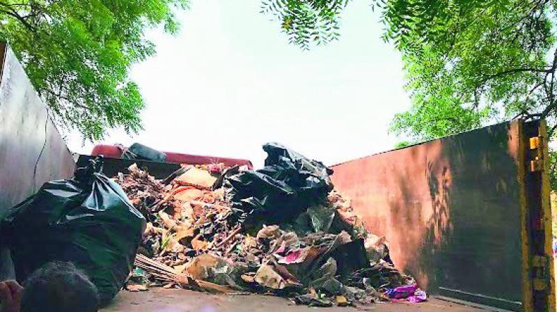 The waste recovered from the Nizampet cricket ground on Sunday.  (Photo:DC)