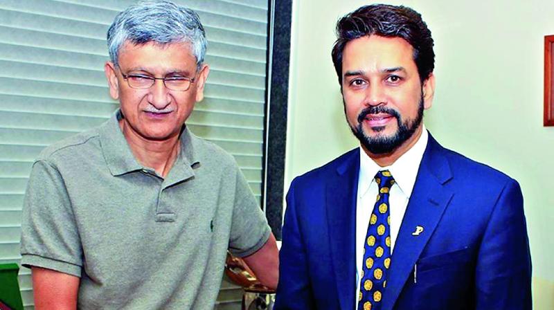 A file picture of BCCI secretary Ajay Shirke (left) and president Anurag Thakur. (Photo: BCCI)