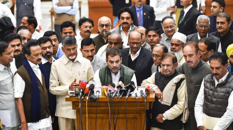 Rahul Gandhis remarks came after top leaders of over a dozen opposition parties met in New Delhi as part of attempts to forge a front to take on the BJP in the 2019 Lok Sabha elections. (Photo: PTI)