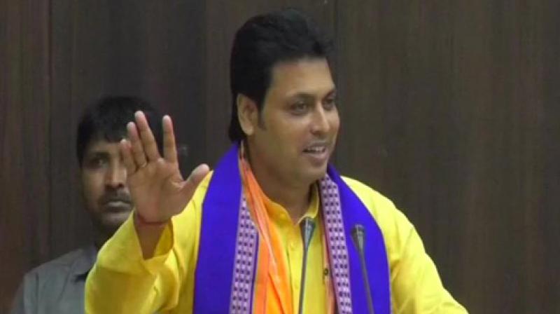 Biplab Kumar Deb also suggested the youth of the state, especially the educated section, should not run behind politicians for government jobs, they should rather become self-employed. (Photo: ANI)