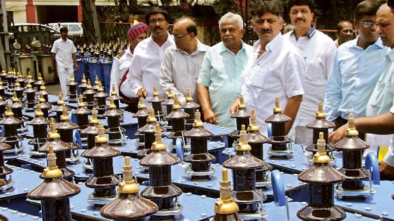 Energy Minister D.K. Shivakumar during his visit to Karnataka Vidyuth Karkhane Ltd in Bengaluru on Friday  (Photo:DC)