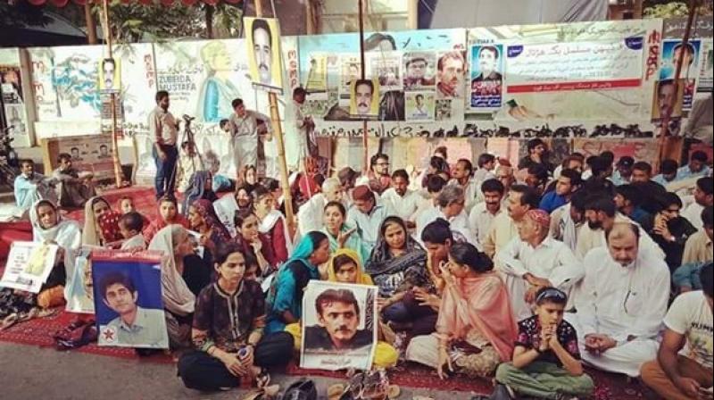 The protest camp was joined by various political parties and human rights organizations including Jeay Sindh Muttahida Mahaz (JSMM), Jeay Sindh Qaumi Mahaz -A, JSQM-B, AWP, Human Rights Commission of Pakistan (HRCP), and others. (Photo: ANI)