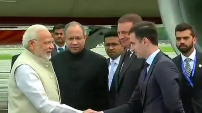Prime Minister Narendra Modi arrives in Russias Sochi for an informal summit with President Vladimir Putin. (Photo: ANI | Twitter)