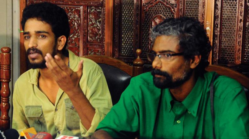 Nadeer and Kamal C. Chavara at a press conference in Kozhikode on Tuesday. 	(Photo: DC)