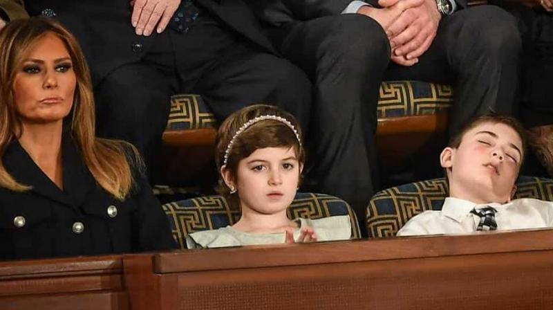 Seated two seats up from First Lady Melania Trump, middle school student from Delaware Joshua Trump, not related to the US President, nodded of midway through the State of the Union address. (Photo: AFP)