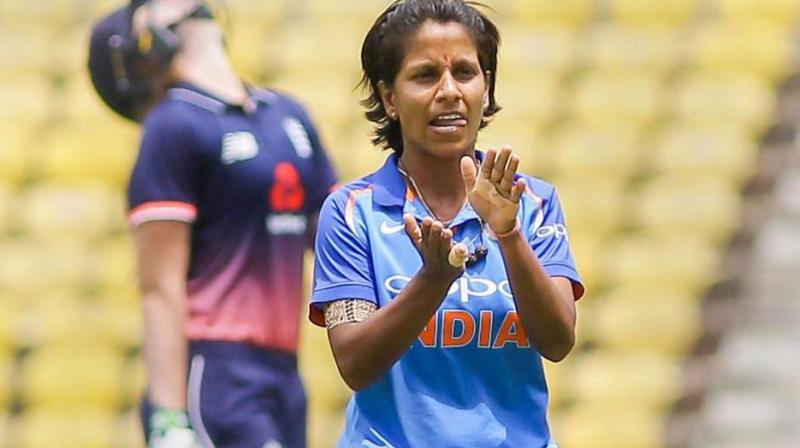 Poonam Yadav, who is now standing just behind Australian pacer Megan Schutt and New Zealand off-spinner Leigh Kasperek, broke into the top five of the list after ending as the leading wicket-taker in the recently-concluded Womens Asia T20 Cup with seven wickets in six games. (Photo: PTI)