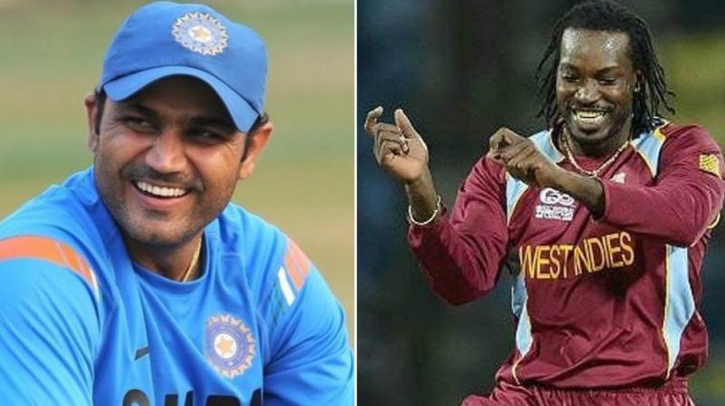 Chris Gayle and Virender Sehwag shared a good rivalry on the pitch, but off it, they share a good banter. (Photo: AFP)