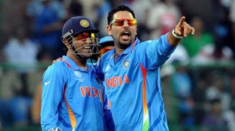 Yuvraj Singh and MS Dhoni will get some crucial practice aagainst England on Monday. (Photo: AFP).