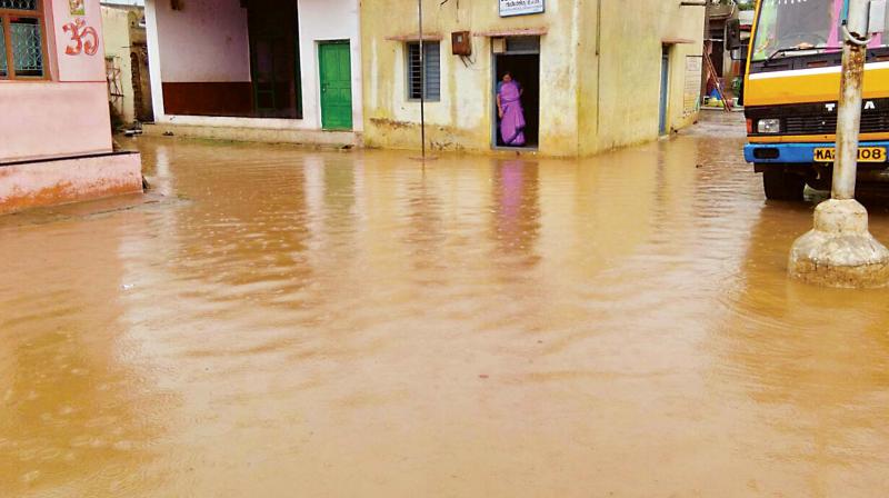 A submerged area in Gudenkatti village of Kundagol taluk in Hubballi following heavy rain.