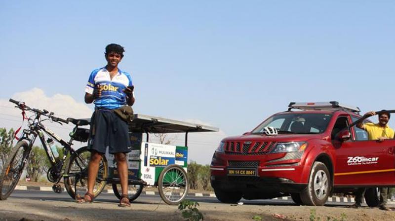 Sushil Reddy cycled across nine states with a team of three people before he set the world record. (Photo: Facebook)