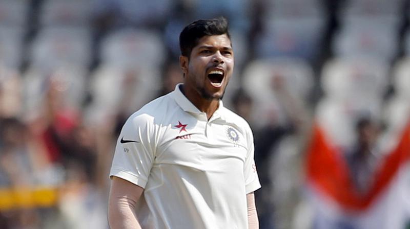 Umesh Yadav picked up two wickets on Day Three of the Hyderabad Test. (Photo: AP)