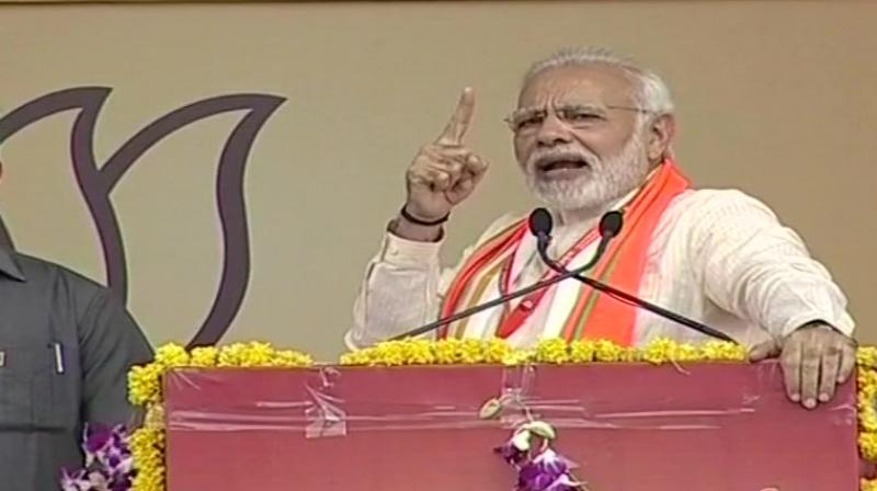 PM Modi expressed confidence that the BJP would emerge victorious in the upcoming Assembly polls in Madhya Pradesh as well as in the Lok Sabha elections next year. (Photo: ANI/Twitter)