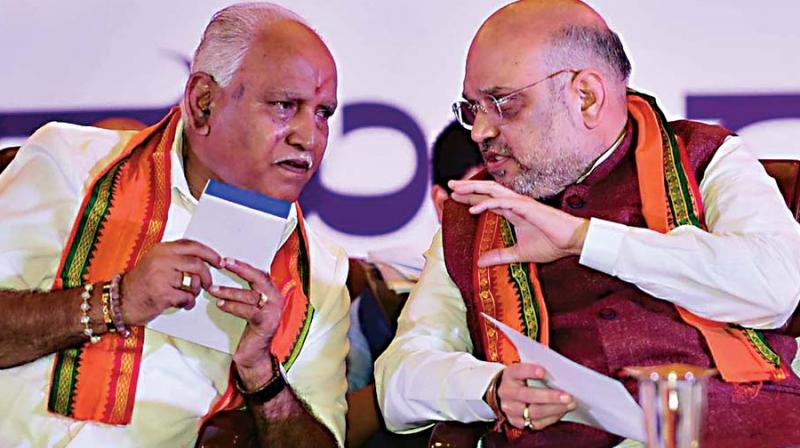 A file photo of BJP president Amit Shah and State unit chief B.S.Yeddyurappa