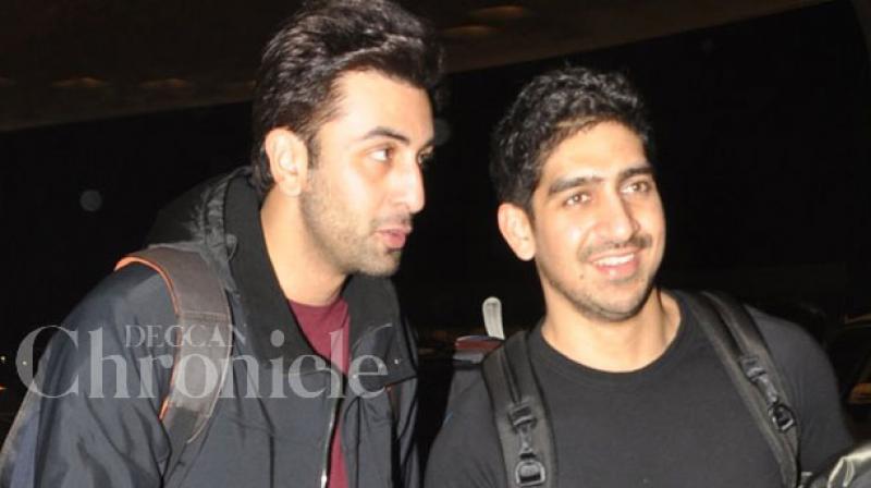 Ranbir and Ayan spotted outside the airport.