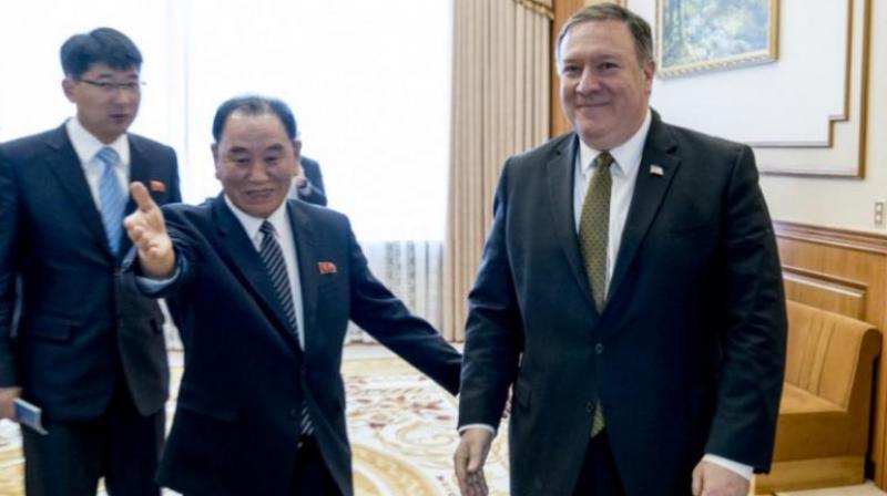 US Secretary of State Mike Pompeo and Kim Yong-chol, a North Korean senior ruling party official and former intelligence chief. (Photo: AP)
