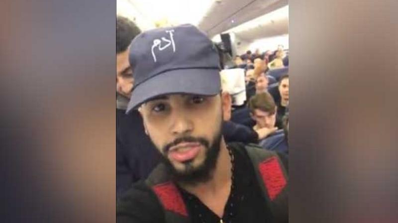 Adam Saleh said he had been talking to his mother on the phone when fellow passengers complained. (Photo: Twitter)