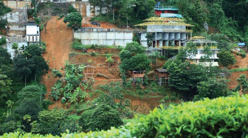Unbridled development takes its toll on ecosystem. A scene from the once lush green hill locks of Munnar. (File pic)