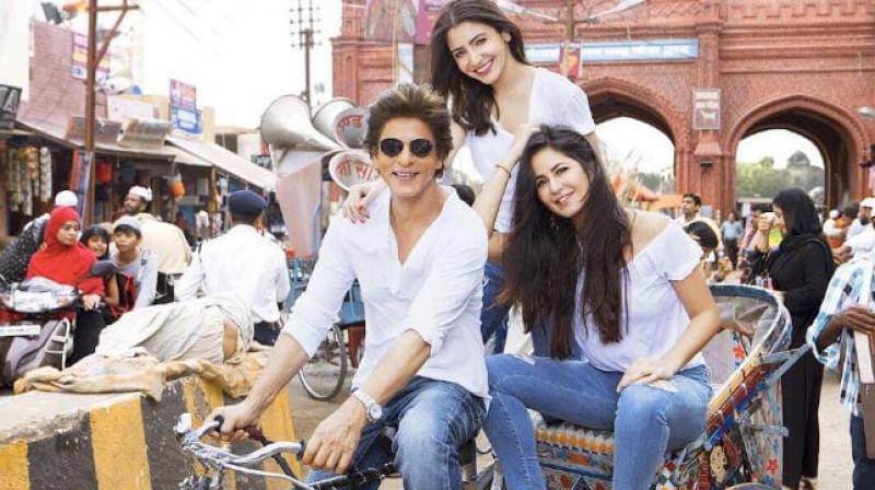 Shah Rukh Khan, Anushka Sharma and Katrina Kaif on the sets of Zero.