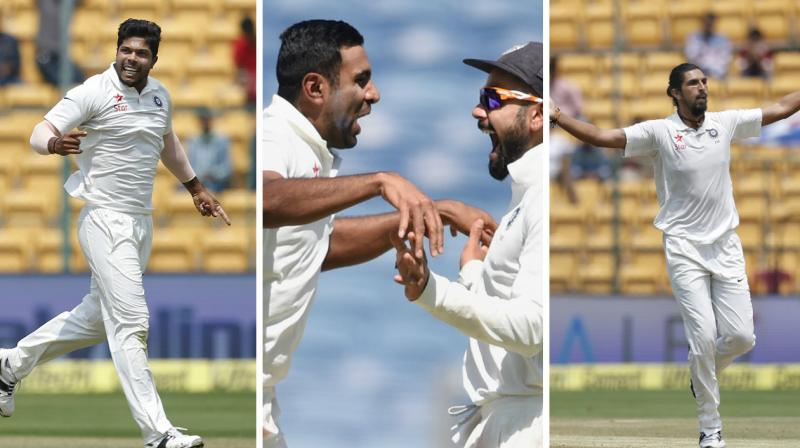 Indian bowlers come to party as Australia are in deep trouble in chase of 188 in the second Test in Bengaluru. (Photo: PTI / AP)