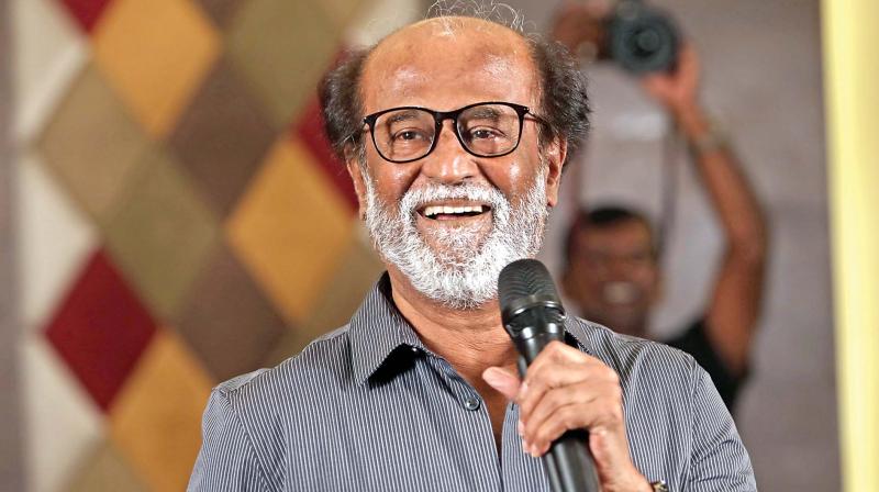 Actor Rajinikanth at the informal interaction with the media in the city on Tuesday (Photo: DC)