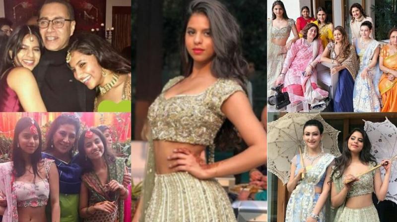 Suhana ups her traditional game at a Delhi wedding, Gauri also present