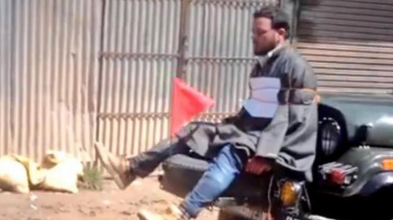 Youth tied to an Army jeep in Jammu and Kashmir (Photo: video grab)
