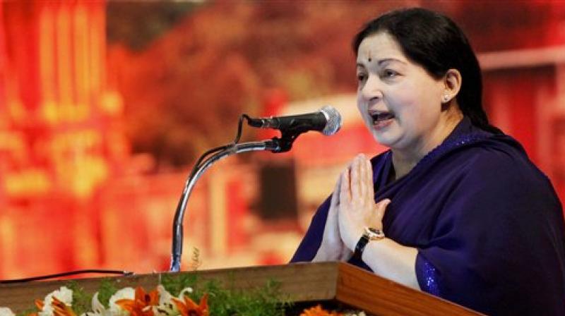 File photo of former Tamil Nadu Chief Minister J Jayalalithaa who passed away in Chennai on Monday. (Photo: PTI)