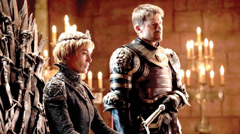 Cersei Lannister (played by Lena Headey) and Jaime Lannister (Nikolaj Coster-Waldau) in a scene from season 7 of Game of Thrones.