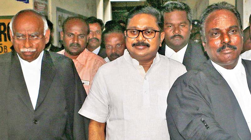 AIADMK leader T.T.V. Dinakaran appears before the metropolitan magistrate court in the Foreign Exchange Regulation Act (Fera) case on Tuesday. (Photo: DC)