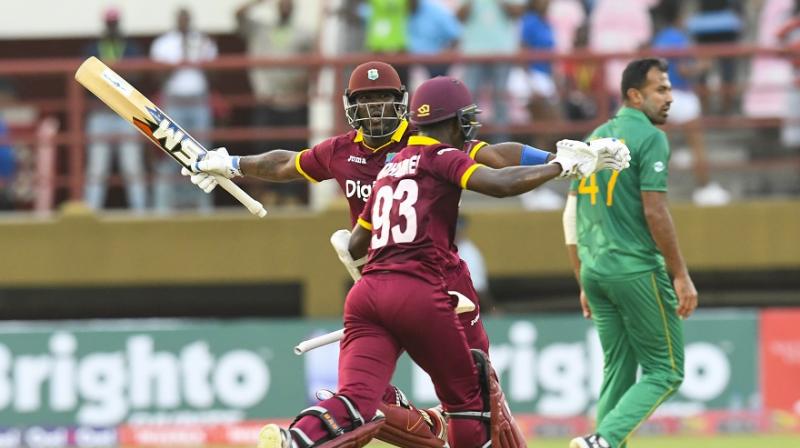 Jason Mohammeds blistering unbeaten 91 off just 58 deliveries, aided by an explosive cameo at the end from Ashley Nurse (34 off 15 balls), saw the home side successfully chasing a target of 300 or more in an ODI for the first time ever. (Photo: AFP)