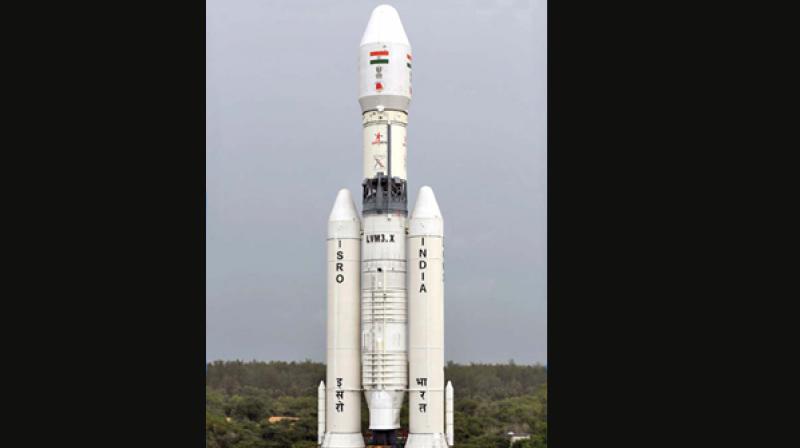 The 43.43-metre tall vehicle has the liquid and cryogenic stage and two S200 solid rocket boosters.