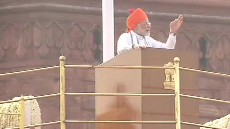 Prime Minister Narendra Modi address the nation on the 72nd Independence Day. (Photo: Twitter | ANI)